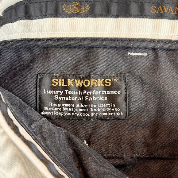 Mens Savane Mens 34x34 Beige Silkworks Luxury Touch Performance Dress Pants - Picture 5 of 11